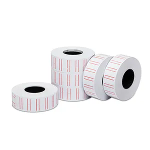 White Paper Label with Double Red Line
