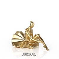 Statue de danseuse de ballet sexy en résine avec feuilles d'or, décoration de bureau, salle de danse, sculpture, décoration d'intérieur, artificielle