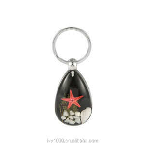 Bán Buôn Sao Biển Nhân Tạo Amber Pendant <span class=keywords><strong>Keychain</strong></span> Ưa Thích Acrylic <span class=keywords><strong>Keychain</strong></span> Với Sao Biển Thật Đen Dưới - Product Image 3