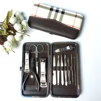 Metal case Nail Care 12 pcs Cutter Scissor Cuticle Clipper Manicure Pedicure Kit