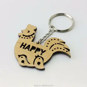 Bán buôn laser cut thông minh dậu gỗ hình chữ keychain