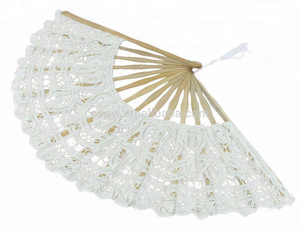 FAREA Luxurious 27cm Natural Bamboo Lace Folding Fan with Lace Design for <strong>Wedding</strong> Decoration and <strong>Gift</strong> - Product Image 3