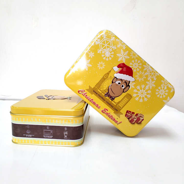 Stackable Cookie Tin Box With Plastic Tray Custom Food Grade Biscuit Tin Can