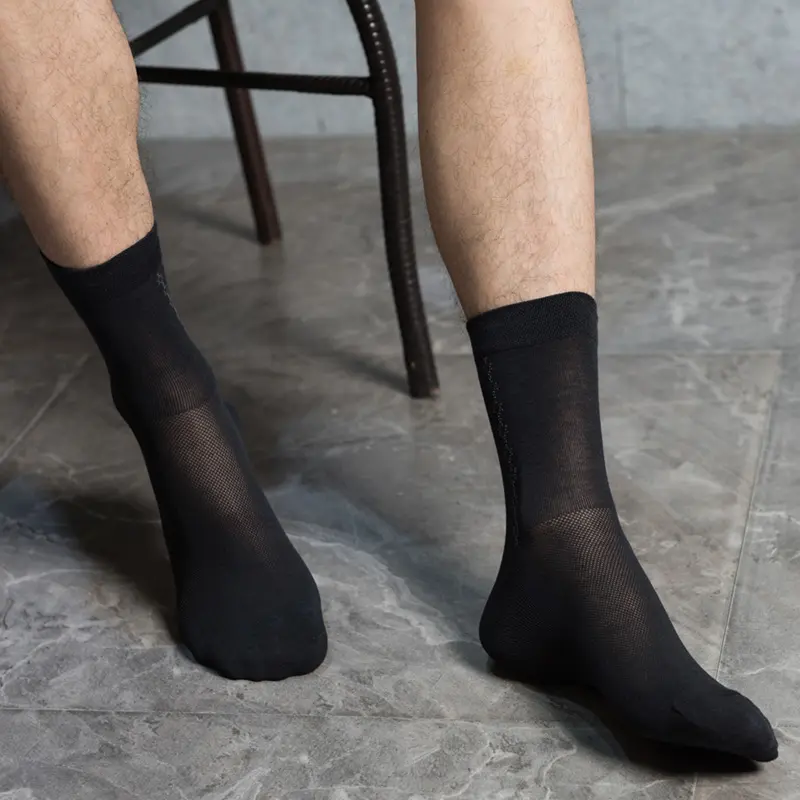 Top quality bamboo fiber mens thin black crew fashion business men's dress socks socks