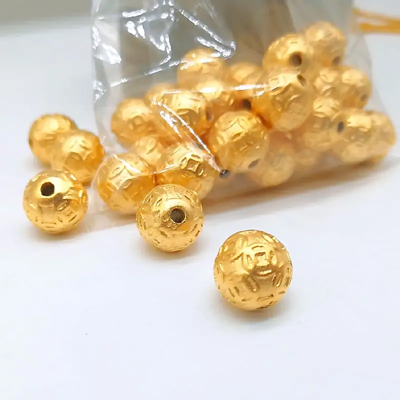 New Designs beads Brass gold-plated DIY accessories 3D gold for bracelets Necklace wholesale Coin Beads