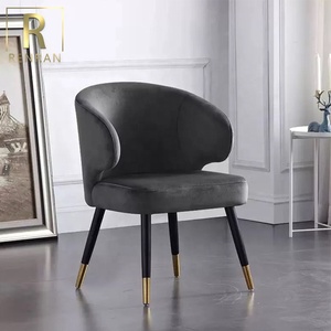 Luce moderno mobili di lusso nero laccato gambe in legno massello con dorato ottone velluto sedia da pranzo - Product Image 4