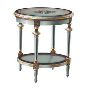 Piccolo tavolino rotondo floreale dipinto a mano floreale <span class=keywords><strong>di</strong></span> legno solido <span class=keywords><strong>di</strong></span> stile francese del villaggio per il salone BF05-HJ102 - Product Image 1