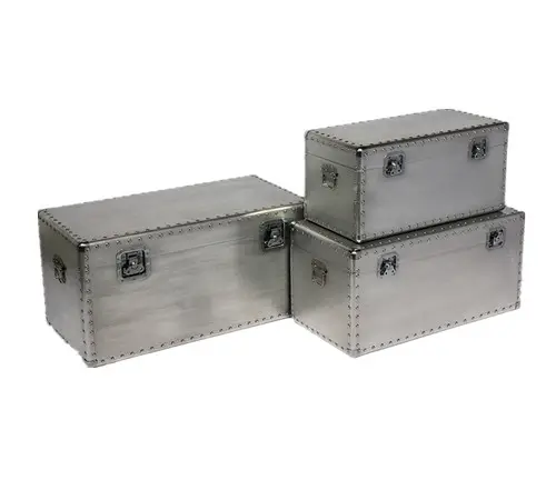 Оптовая продажа, набор из 3 винтажных алюминиевых багажников для хранения