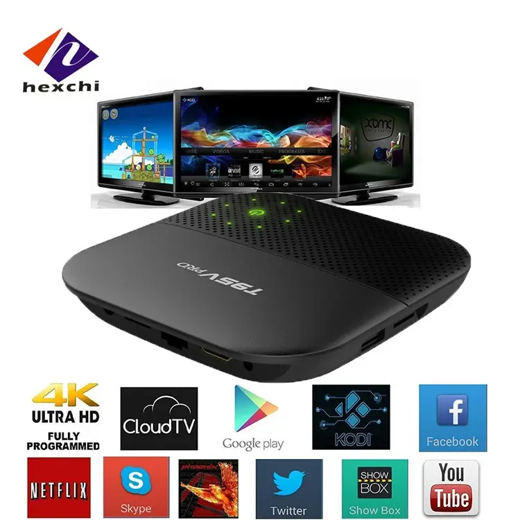 Kotak Tv Internet Saluran India T95V Pro S912, Prosesor Octa Core KODI 16.1 Pra-pemuatan Octa Core Tv Box Dvb S2 Android Tv Box