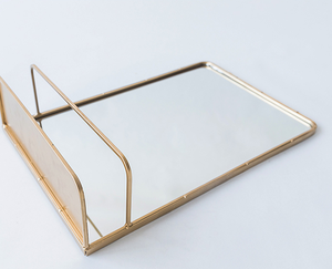 Nordic Decorative <strong>Rectangular</strong> <strong>Gold</strong> Metal Frame Wall Mounted <strong>Mirror</strong> with Shelf for Bathroom Home Decor - Product Image 3