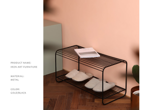Modern Nordic Black Metal Iron 2 Tiers <strong>Shoe</strong> Rack <strong>Shoe</strong> <strong>Bench</strong> <strong>for</strong> Entryway Closet <strong>Storage</strong> Display - Product Image 5