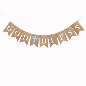 Nueva fiesta <span class=keywords><strong>de</strong></span> comunión Banner bautismo bautizo decoración arpillera <span class=keywords><strong>Dios</strong></span> bendiga banderines suministros <span class=keywords><strong>de</strong></span> decoración para fiestas - Product Image 3