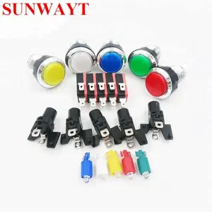 32mm Sliver chrome LED push button with microswitch for arcade game console Mame Jamma