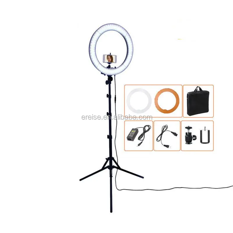 E-Reise 55W 5500K 240 LED Photographic Light Dimmable Camera Photo/Studio/Phone Photography Ring Light Lamp Tripod Stand