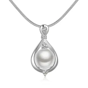 Explosion Fashion Lady Banquet Pearl Drop Zircon Pendant Necklace Birthday Pie Jewelry Accessories