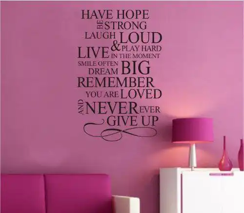 5pcs/lot Have Hope Be Strong Wall Stickers Wall Decal Removable Art Windows Home Vinyl P278