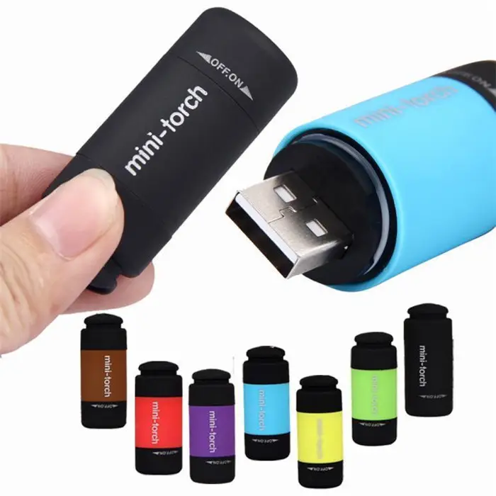 Mini Schlüssel bund Taschenlampe Werbe geschenk Mirco USB Wiederauf ladbare Tasche LED Taschenlampe Taschenlampe Schlüssel ring