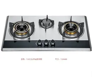 Nhà máy cung cấp giá rẻ giá 3 burner thép không gỉ lpg bếp gas SS37104