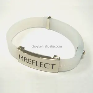 silicone wristband with aluminium plate metal bracelet high quality custom silicone bracelets