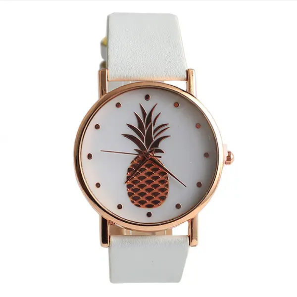 Aangepaste horloge gezichten met uw eigen logo PU lederen horloges ananas
