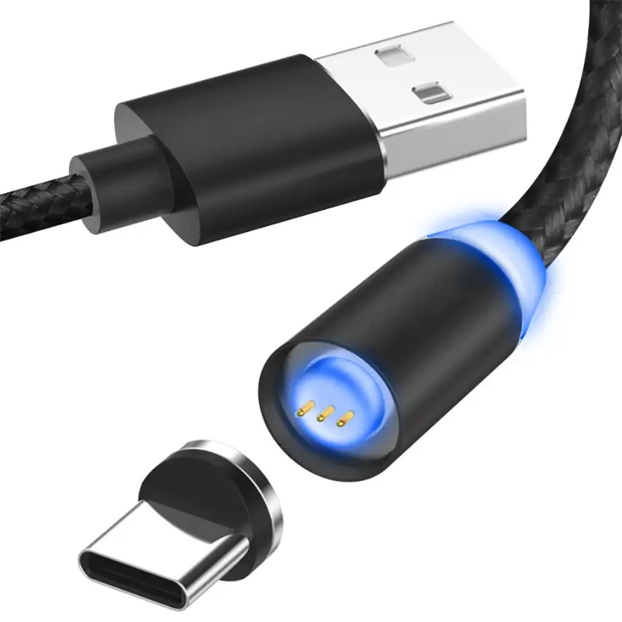3.0A 3 in 1 Magnetische Usb-kabel Snelle Charge Sync Data Magneet Gevlochten Type C Opladen Kabel Met Led Indicator micro USB Kabel