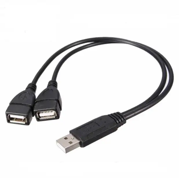 מפעל USB 2.0 זכר 1 כדי 2 כפולה 2 USB נקבה שקע Y ספליטר רכזת כוח כבל מתאם כבל