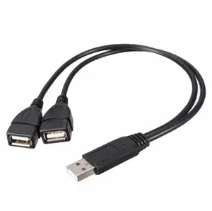 Fabrika USB 2.0 A erkek 1 ila 2 çift 2 USB kadın Jack Y Splitter Hub güç kordon adaptörü kablosu