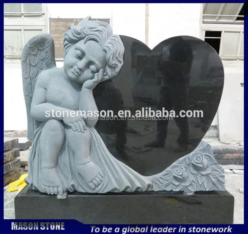 Rosa tallada Indio negro pequeño ángel monumentos lápidas para bebés