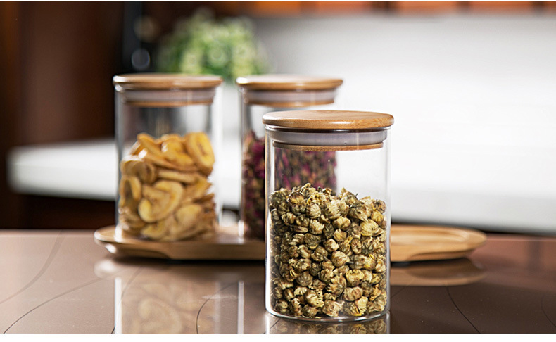 Haonai  popular bulk storage glass jar with wooden lid