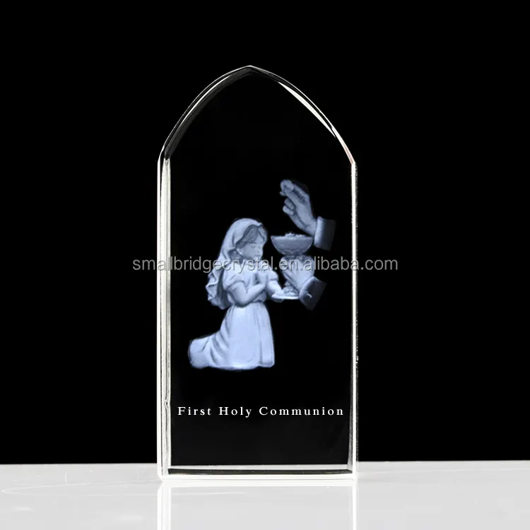 Verre de première Communion vierge personnalisé, Laser 3d en cristal, cadeaux de baptême, 1 pièce