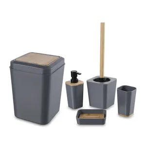 European Style bamboo bathroom accessories set and bathroom accessories in black complete bathroom accessory set