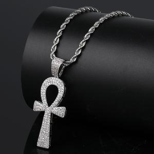 Colgante de diamantes Micro pavimentados de Hip Hop egipcio, collar de moda con llave Ankh - Product Image 3