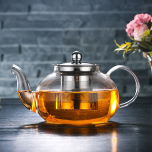 Soffiato a mano <span class=keywords><strong>Teiera</strong></span> di Vetro In Acciaio Inox <span class=keywords><strong>Infusore</strong></span> e Coperchio In Vetro <span class=keywords><strong>teiera</strong></span> di vetro - Product Image 2