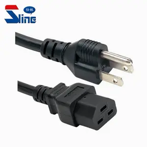 NEMA 5-15P standard USA 3 pin plug to IEC C21 Power Cord with UL approval