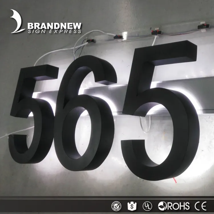 6000k Backlit led house metal numbers stainless steel numbers