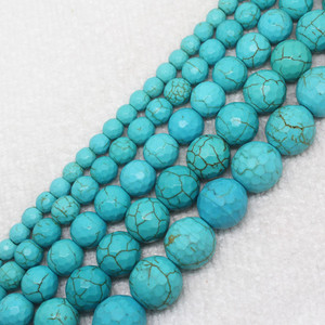 Comercio al por mayor 4-14mm Facetado Perlas <span class=keywords><strong>Azul</strong></span> Turquesa Redonda - Product Image 2