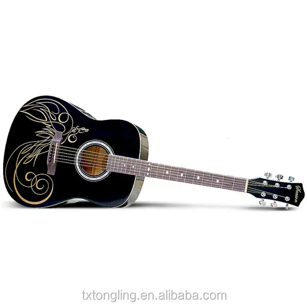 China Made Cheap Acoustic Black Guitar