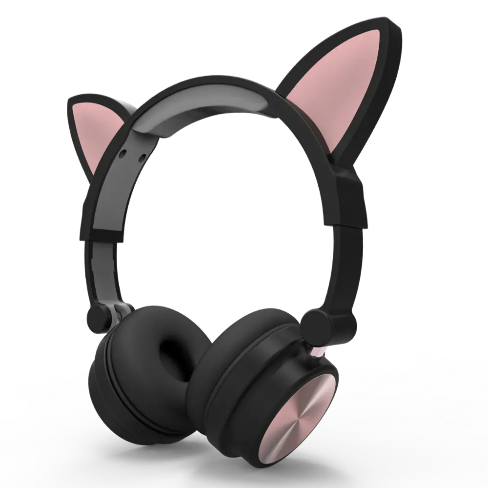 Cat Ear Headphones Wired Meat Earphone LED Headphone