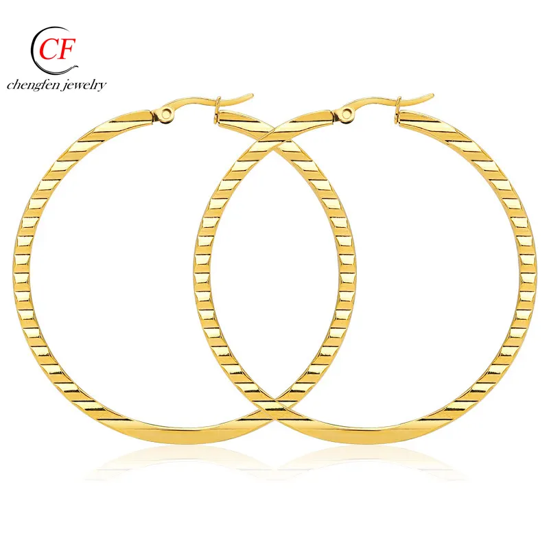 Chengfen Fancy Design d'oltremare orecchini a cerchio in acciaio inossidabile Micron placcato in oro bigiotteria