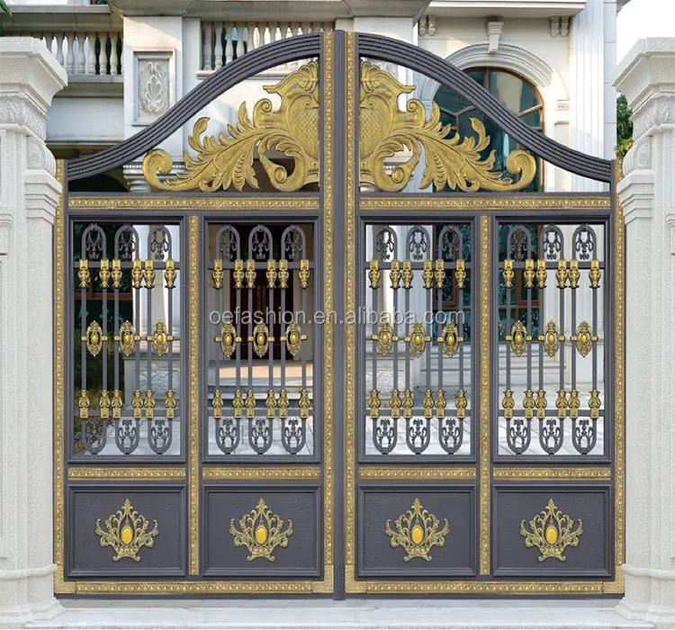 OEFASHION nouveau modèle porte en fer forgé moderne/porte d'entrée de villa de luxe/fournisseur de la Chine