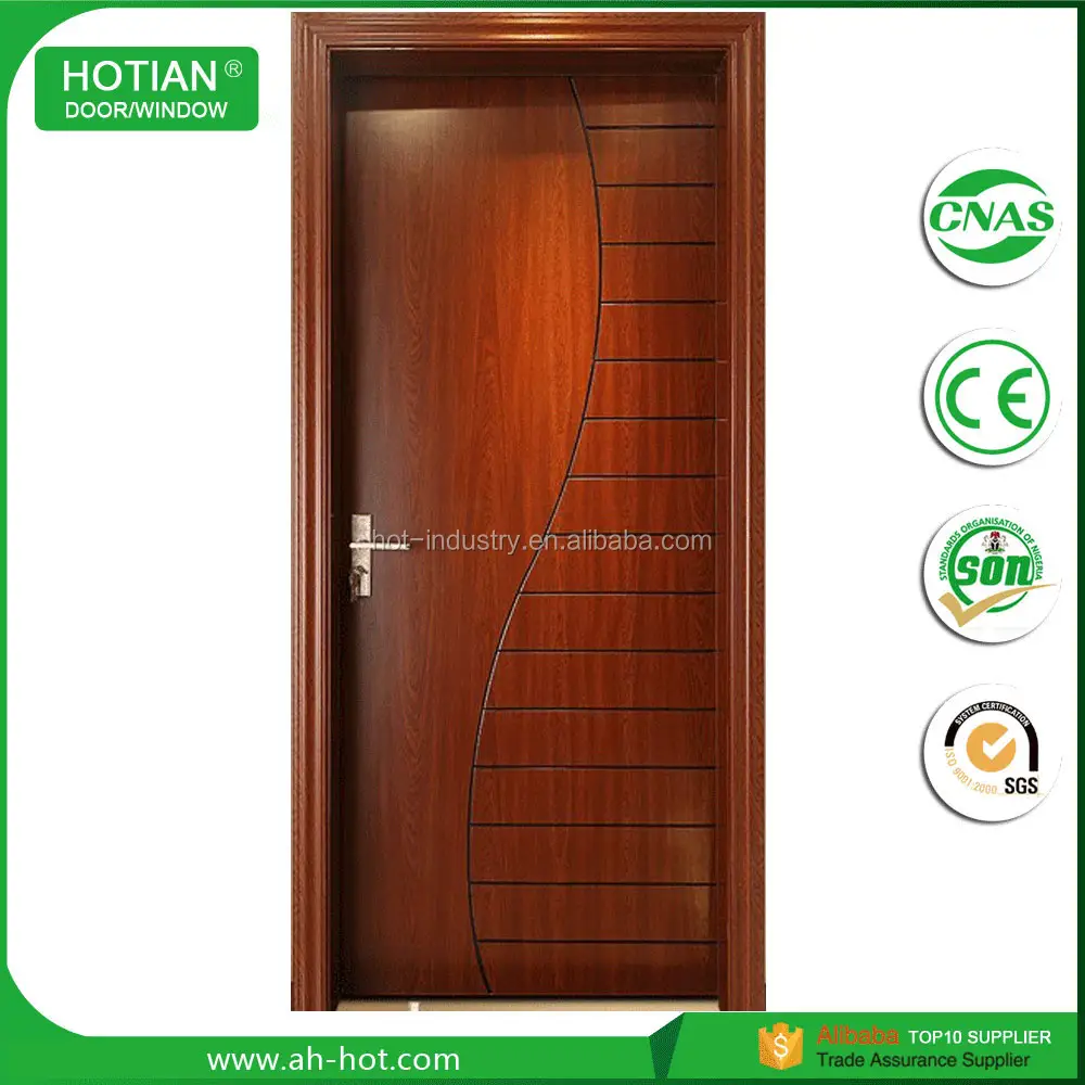 China manufacture professional mahogany door 3-panel cheap solid wooden interior front doors