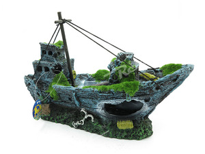 Aquarium Ornement Navire Coulé de Poissons De Bateau Épave Réservoir Voile Décor Grotte Naufrage - Product Image 4