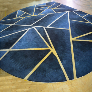 Navy Blu Geometrica Tappeto Con Glod Linea A Mano Trapuntata Tappeto <span class=keywords><strong>Tappeti</strong></span> e <span class=keywords><strong>Tappeti</strong></span> di Lusso Soggiorno - Product Image 3