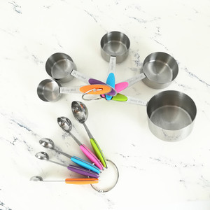 Bộ Cốc Và Thìa Đo Bằng Thép Không Gỉ/Bộ 5 Cốc Và Thìa Kim Loại 10 Để Đo Khô-Đồ Dùng Nhà Bếp - Product Image 4
