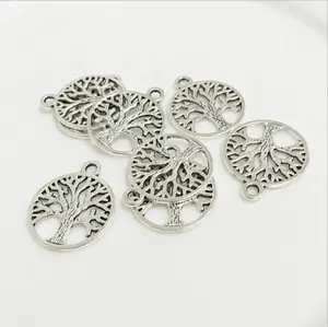 Vintage Silver Bronze Metal Tree of life Charms Pendant For Jewelry Making Bracelet Handcraft Accessories Girls Bijoux DIY