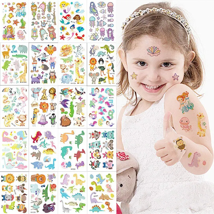 Wholesale waterproof cute various animals temporary face tattoo stickers for kids