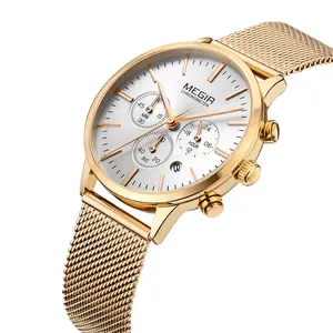 新しいファッションメッシュバンド時計18KゴールドOEM時計カスタム自社ブランドレディース腕時計女性