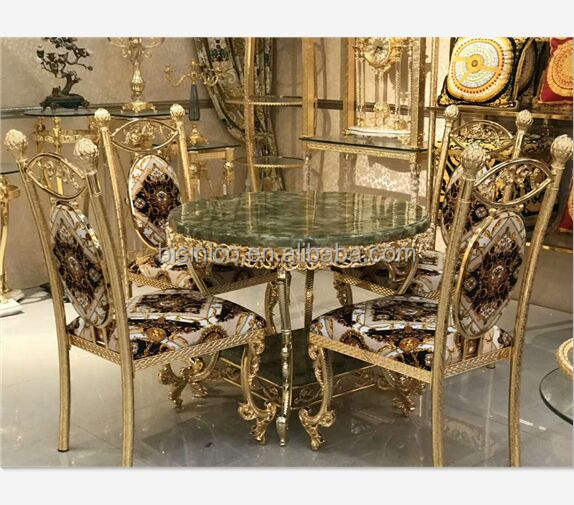 Noble Gilt Bronze Dining Room Furniture 24K Gold Plated