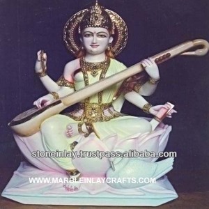 Fait à la main En Marbre Saraswati Maa Statue - Product Image 1