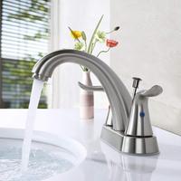 Robinet de salle de bain 2 poignées 4 pouces Centerset Robinet de lavabo sans plomb Mitigeur de lavabo avec bouchon de vidange Pop-up